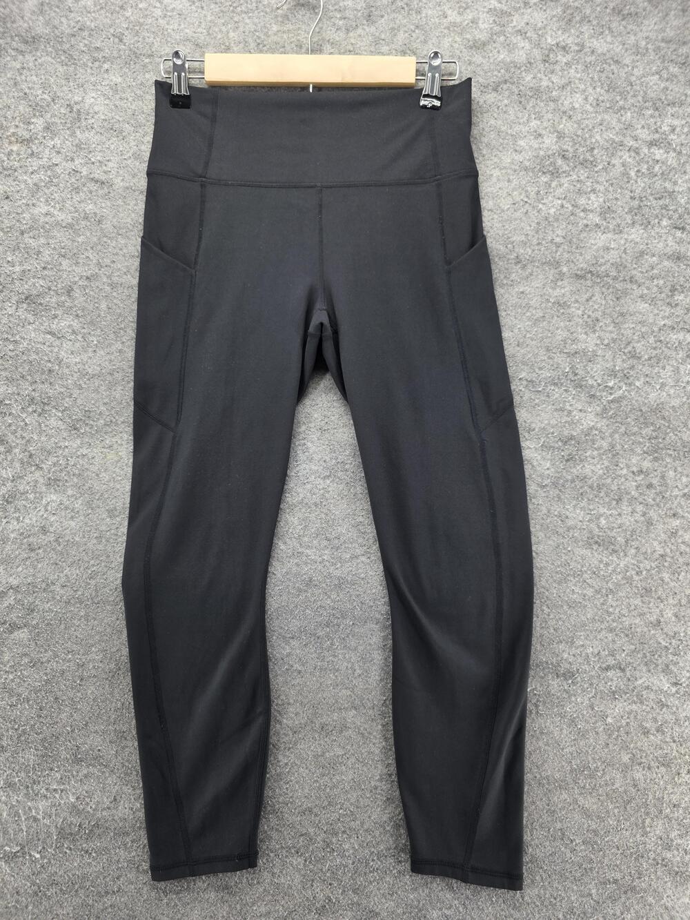 Fabletics Leggings Womens M Black Ankle Mid Rise Pockets Elastic Waist